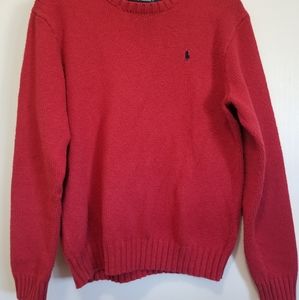 Polo Ralph Lauren Mens 100% Cotton Crew Neck Logo Sweater Red Size Medium